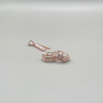 Rose Gold 925 Silver Pendant & Earrings Set