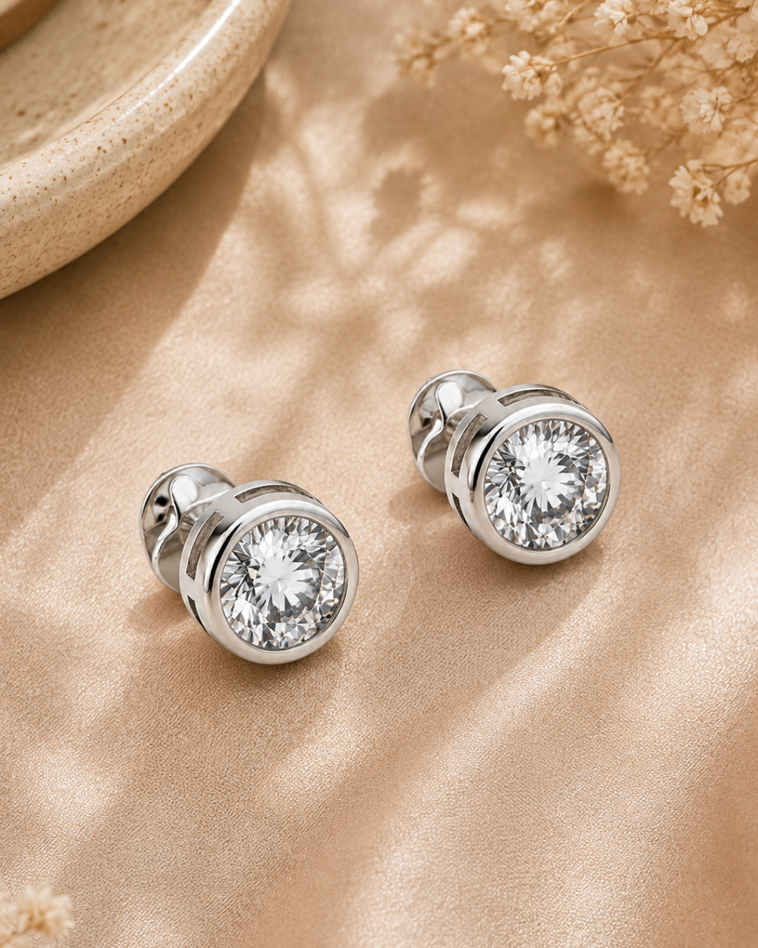 Bezel Solitaire Studs